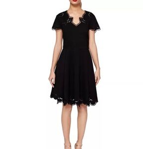 Ted Baker London Saloane Embroidered Skater Black Dress Size 1